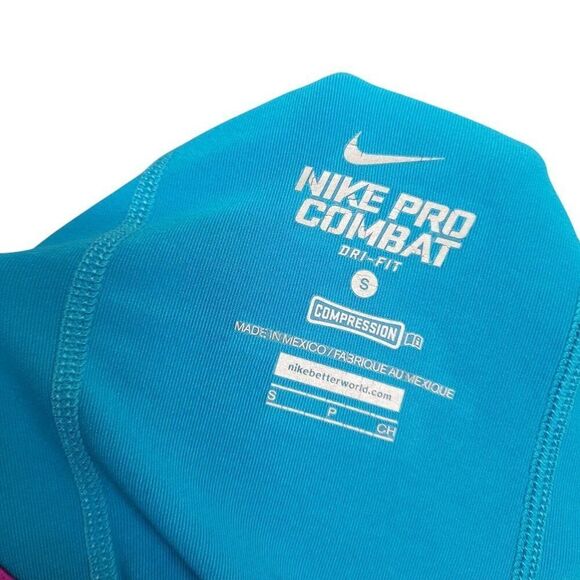 Nike Pro Combat Leggings Capri Teal Blue Training Pants Athletic 392370 Womens S - Picture 10 of 13